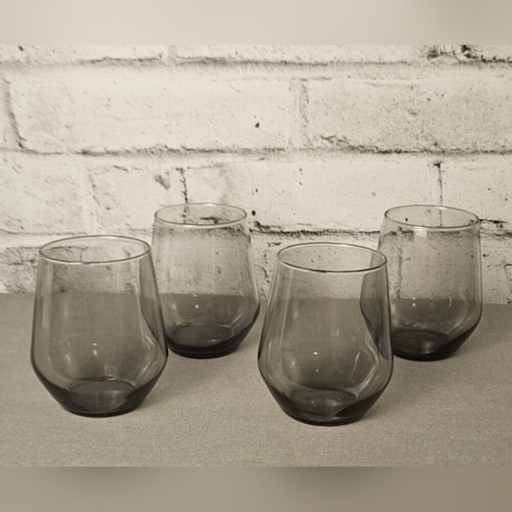 IKEA Ivrig Set of 4 Gray Stemless Glasses - New Old Stock. CIB